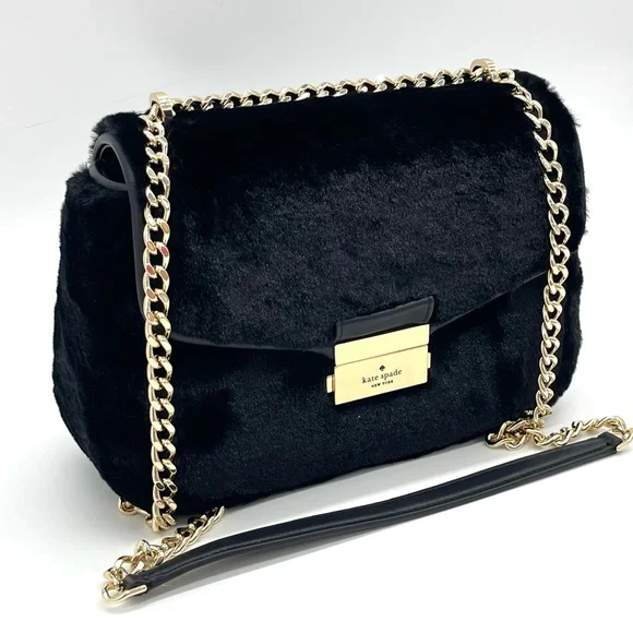 Kate Spade Faux Fur Small Crossbody Bag Black